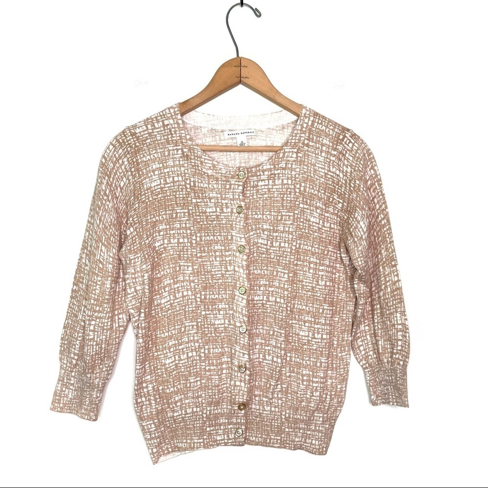Banana Republic | Tan and White Cardigan Sweater